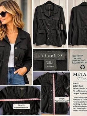 Metaphor Utility Jacket Cotton Black XL NWT #187